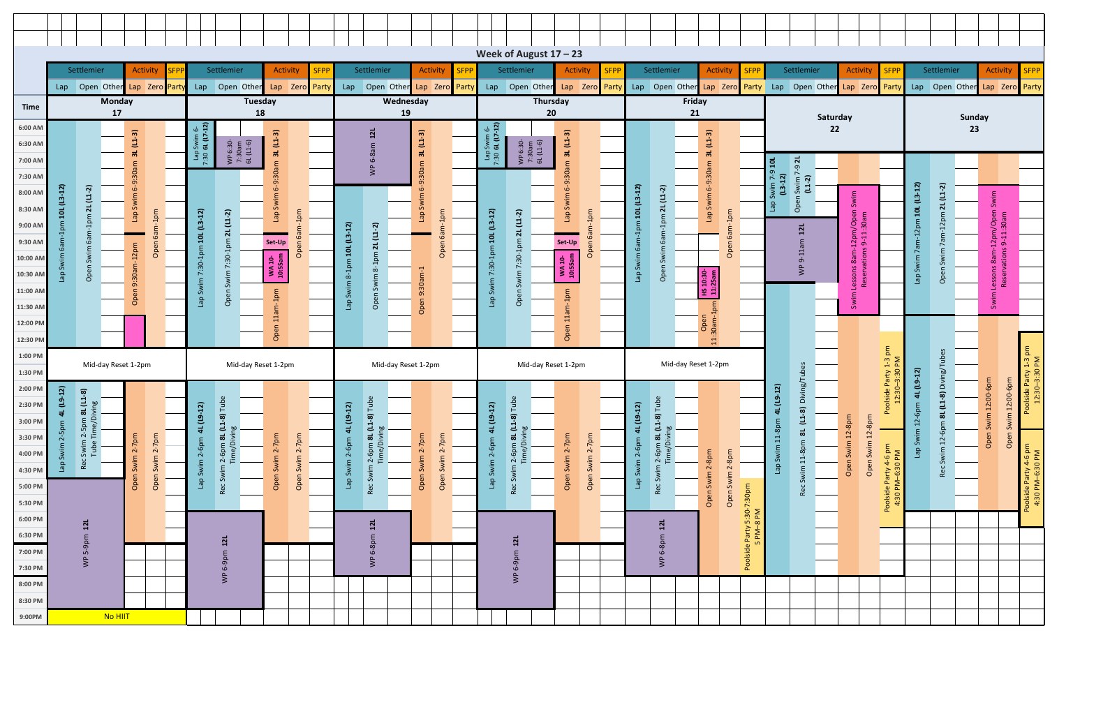 Pool schedule: Original PDF